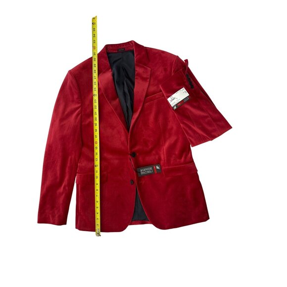 Jf J.Ferrar Red Slim Fit Evening Edition Velvet Mens Blazer Jacket 42L - Picture 3 of 6